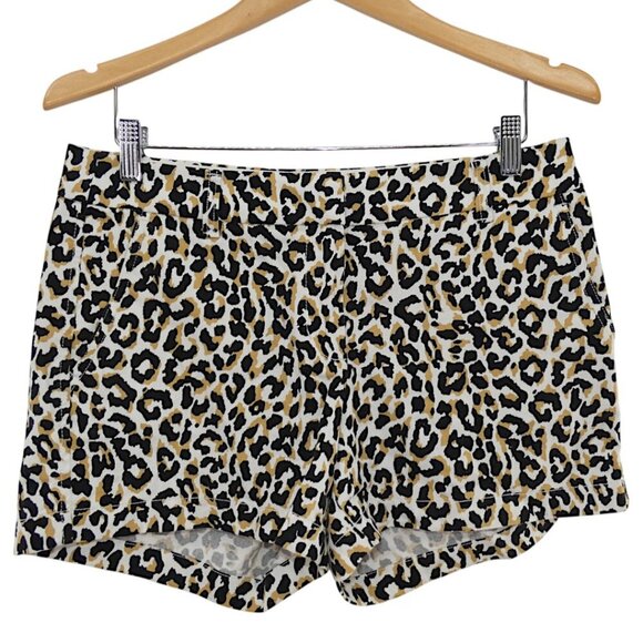 J.Crew Leopard Animal Print Chino Shorts Size 6 Animal Print Trendy Y2K Coquette - Picture 2 of 7